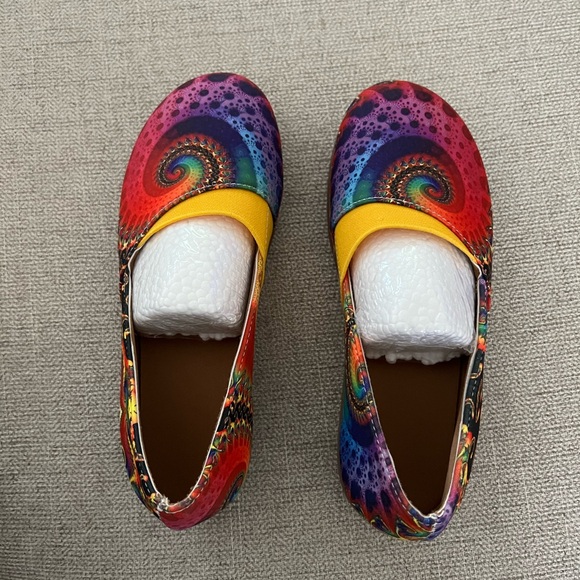 Multicolor slide on shoes.  So very cute with a solid color little dress. - Picture 3 of 4